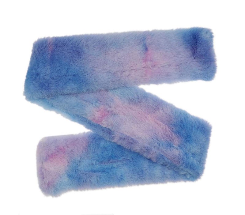 Newfancy Kids Winter Rainbow Scarf Gradient Cross Tie Collar Fluffy Fur Plush Shawl Wrap Neck Warmer for Toddler Girls Boys Gradient Blue - Image 4